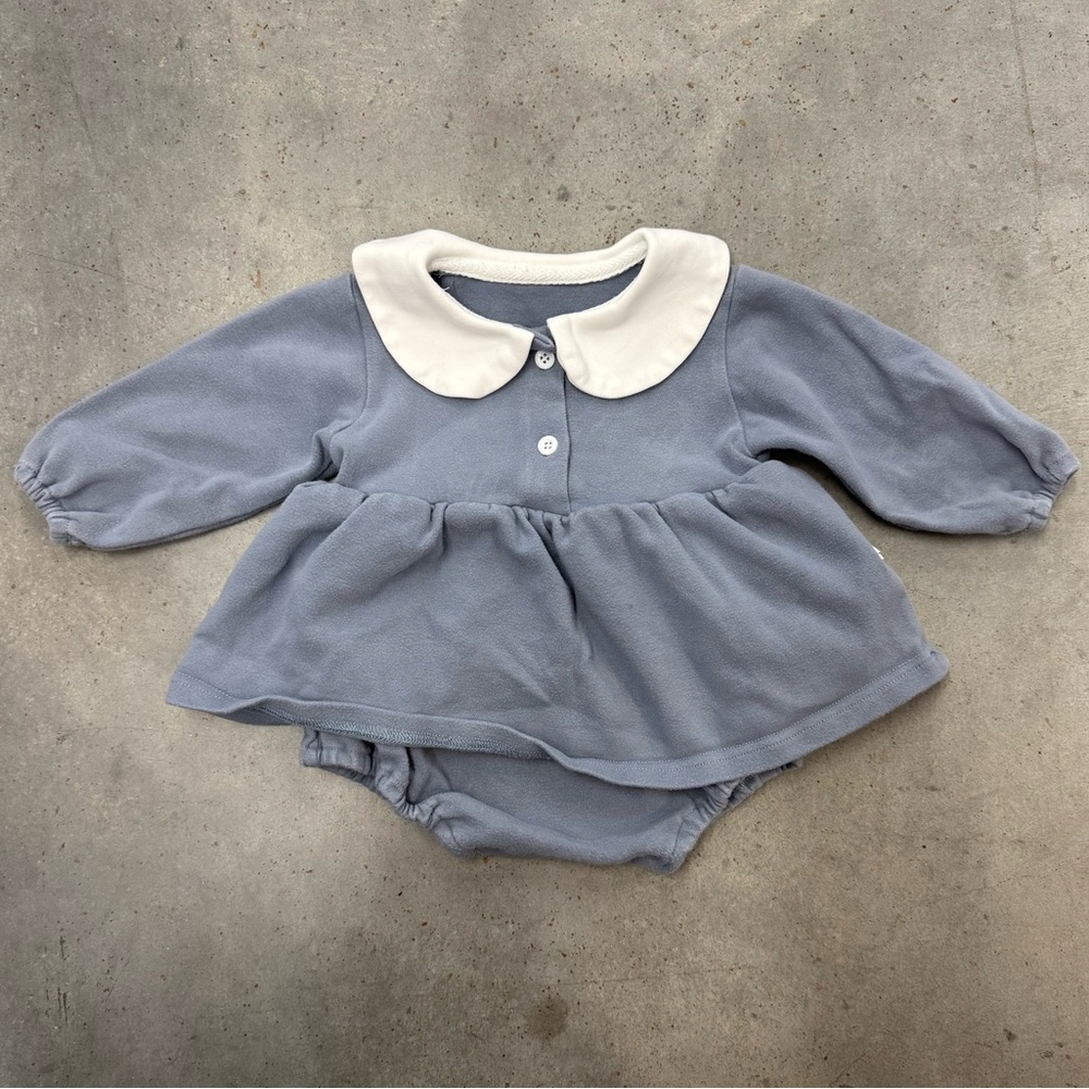 Baby Girl Blue Dress with Bloomers 6-12 Months Peter Pan Collar Outfit